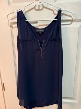Navy Sleeveless Zip-Front Blouse size large